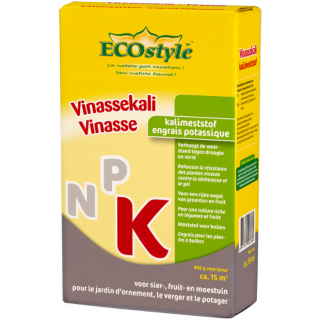 Zijkant Gele doos ECOstyle Vinassekali 800 gr grote rode K