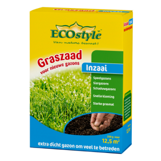 Gele doos met ECOstyle graszaad voor inzaai 250 gram