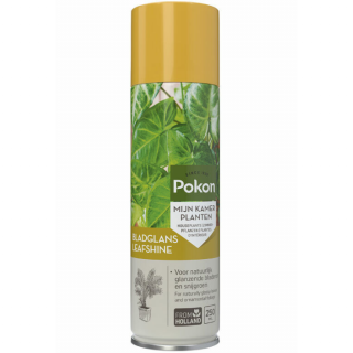 Grijze spuitbus gele dop Pokon bladglans 250 ml