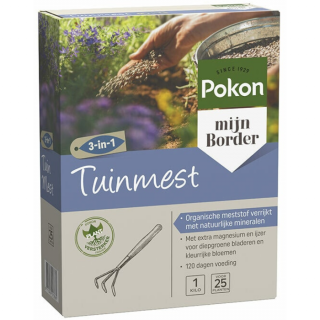 Zijkant Grijs paarse doos Pokon Tuinmest 3 in 1 1 kg