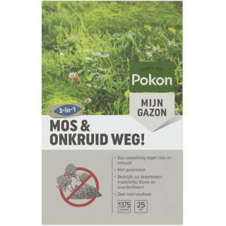 Grijze doos Pokon mos & onkruid weg 1375 gram gras met mos en onkruid