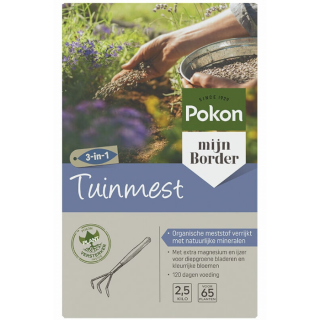 Grijs paarse doos Pokon Tuinmest 2,5 kg 3 in 1