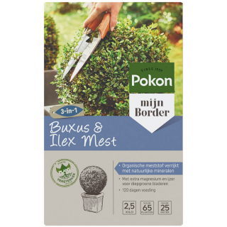 Grijs paarse doos Pokon Buxus & Ilex Mest 2,5 kg