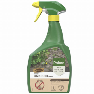 Groene spuitfles Pokon tegen onkruid spray 1 L met gele dop