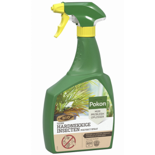 Groene fles gele spuitdop Pokon tegen hardnekkige insecten polysect spray