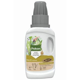 Voorkant witte fles met grijze dop Pokon Palm Voeding 250 ml Bio