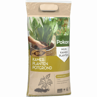 Beige plastic zak Pokon Turfvrij kamerplanten potgrond 10 L Bio