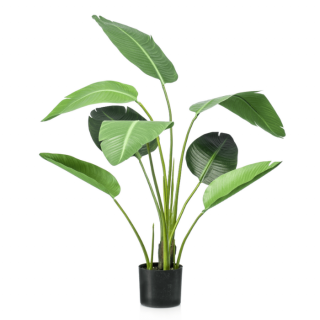 Kunstplant Strelitzia Paradijsvogelplant in zwarte pot H 120 cm