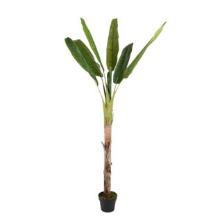 Groene kunst Bananenplant in zwarte pot H 180 cm