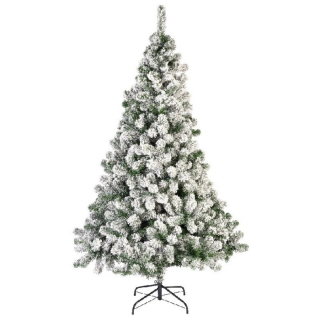 Groene kunstkerstboom Imperial Pine snowy met voet