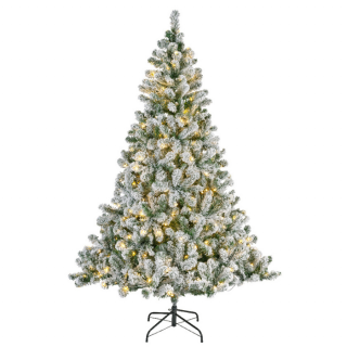 Groen witte Kunstkerstboom Imperial Pine Snowy LED metalen voet