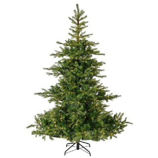 Groene kunstkerstboom Grandis Fir metalen voet LED verlichting H 180 cm