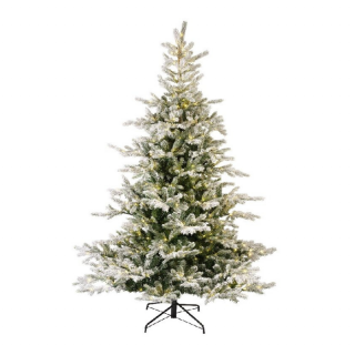 Groene kunstkerstboom Grandis Fir snowy LED op metalen voet