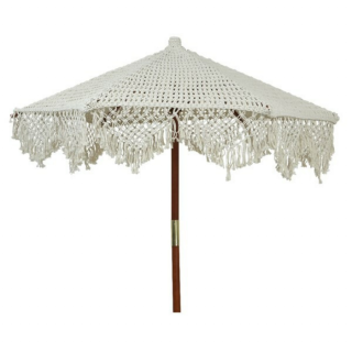 Parasol Katoen met Franjes Wit