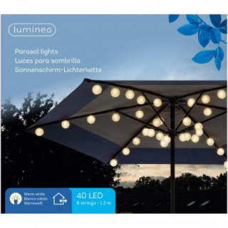 Feestverlichting onder Parasol LED ronde witte bolletjes