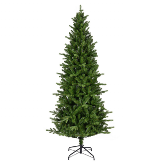 Groene smalle kunstkerstboom Killington metalen voet H 210 cm