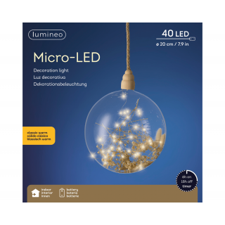 Micro LED Bal - Transparant - D 20 cm