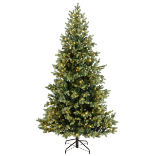 Groene kunstkerstboom Geneva LED metalen voet H 180