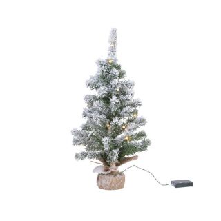 Mini kunstkerstboom Imperial snowy met LED verlichting en jute voet