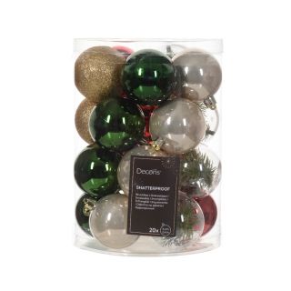 Kerstballen Decoris D6cm Rood Parel Groen Goud Transparant Mix Koker Tuinland