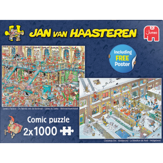 Puzzel Jan van Haasteren Combi De Fabriek van de Kerstman/Kerstavond Tuinland