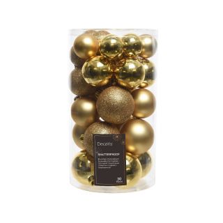 Kerstballen mix goud voorkant doos