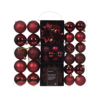 Kerstballen mix ossenbloed Vooraanzicht doos