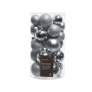 Kerstballen mix zilver, foto doos