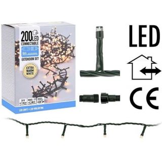 Verlengset Ledverlichting L 6 m 200 Led Warm wit Tuinland