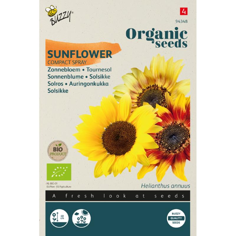 Helianthus annuus Zonnebloem Compact Spray Bio Zaden Buzzy