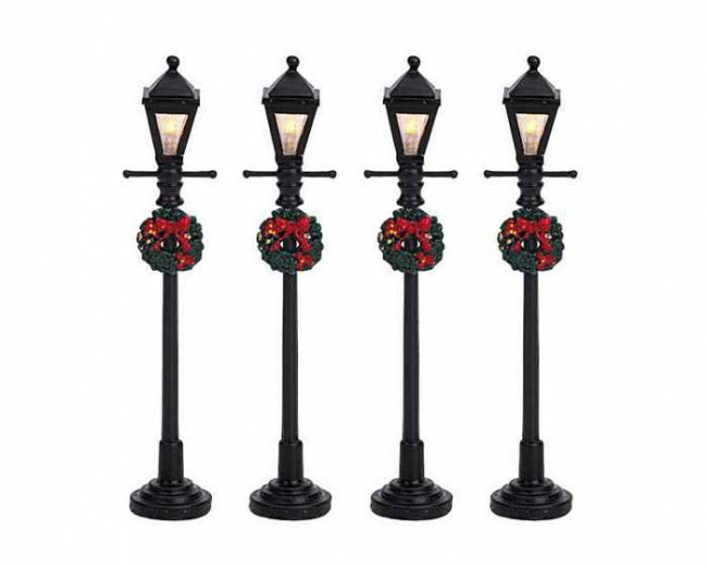 Lemax Gas Lantern Street Lamp - set van 4 stuks Tuinland