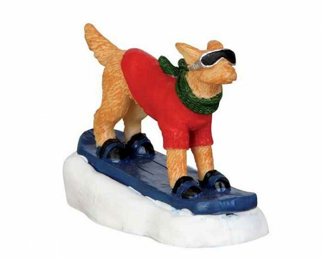 Lemax Snowboarding Dog