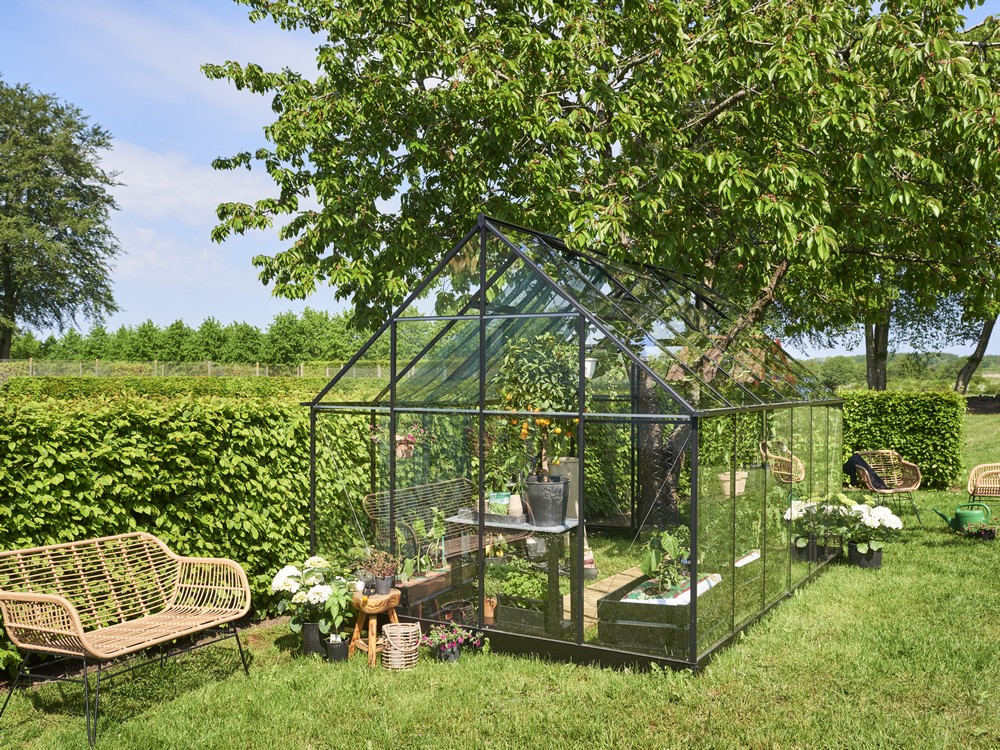 Halls Greenhouses Tuinkas Qube 128 - Zwart Gecoat