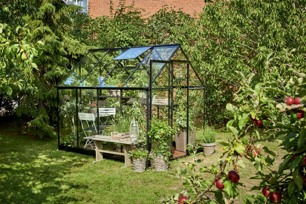 Halls Greenhouses Tuinkas Qube 86 - Zwart Gecoat