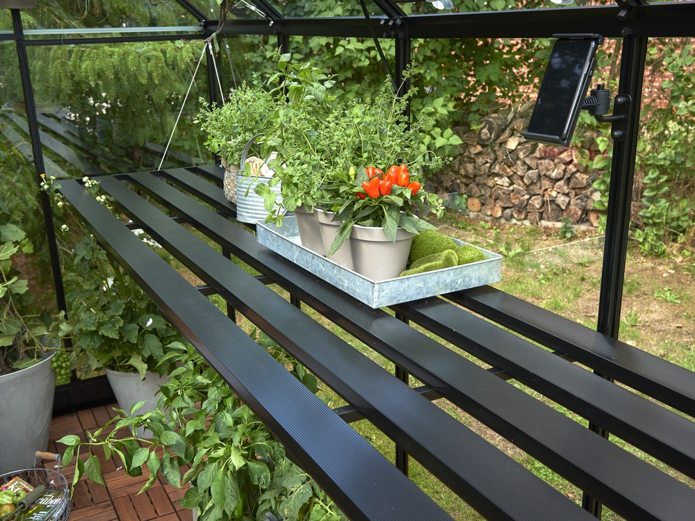 Halls Greenhouses Tafel Qube 66 -Geïntegreerd Zwart Gecoat