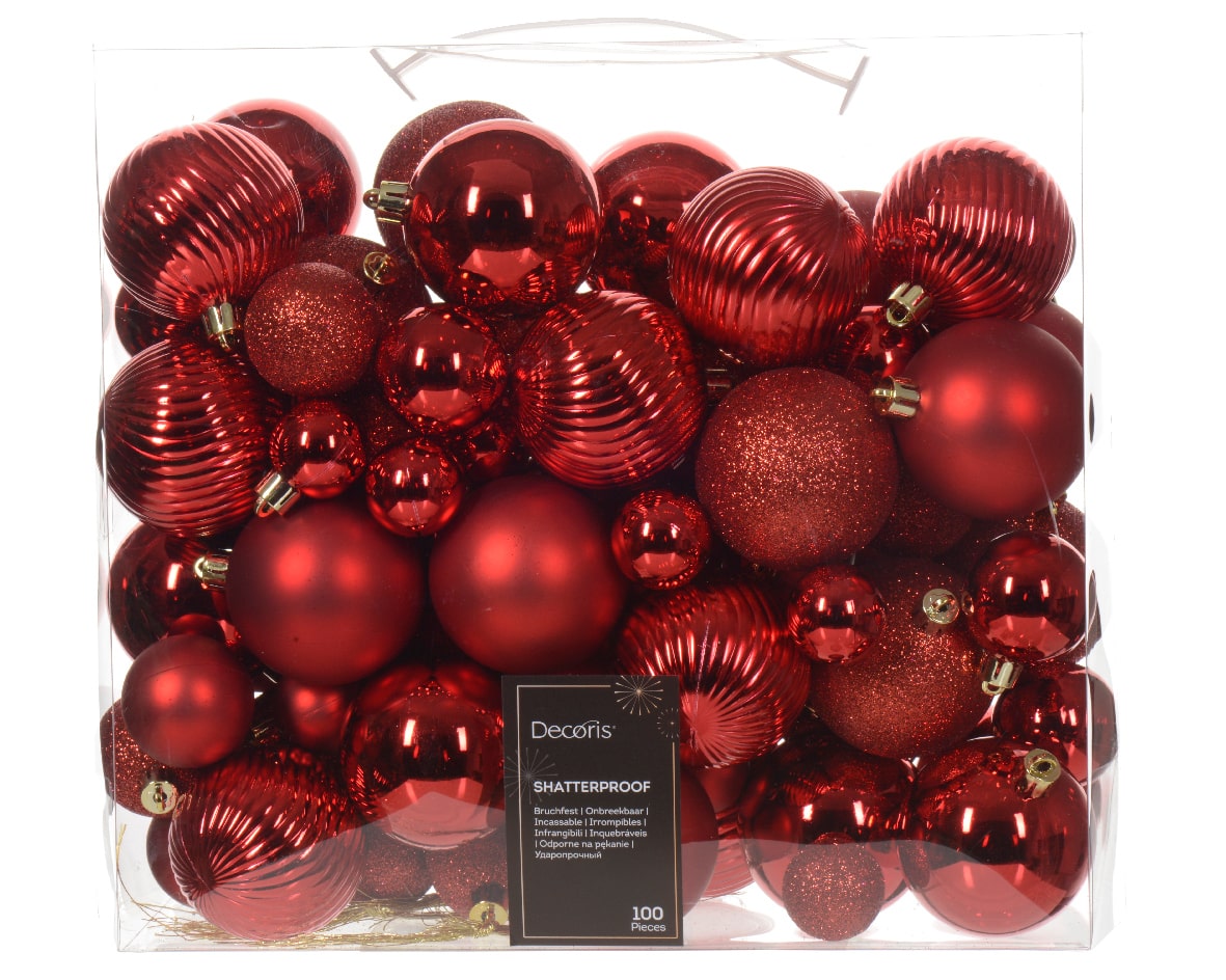 Kerstballen mix 100 stuks doos