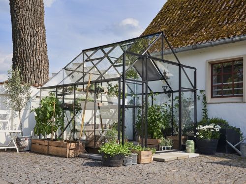 Halls Greenhouses Tuinkas Qube 88 - Zwart Gecoat