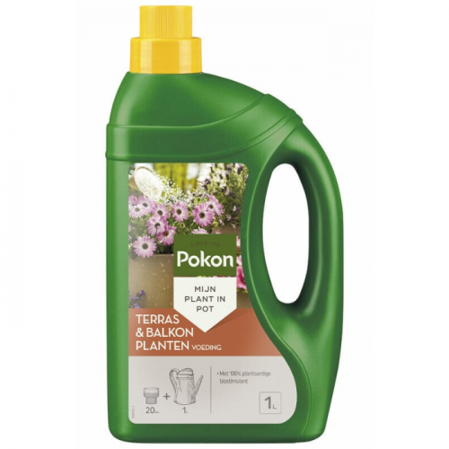 Fles groen gele dop Pokon Terras & Balkon Planten Voeding 1 Liter