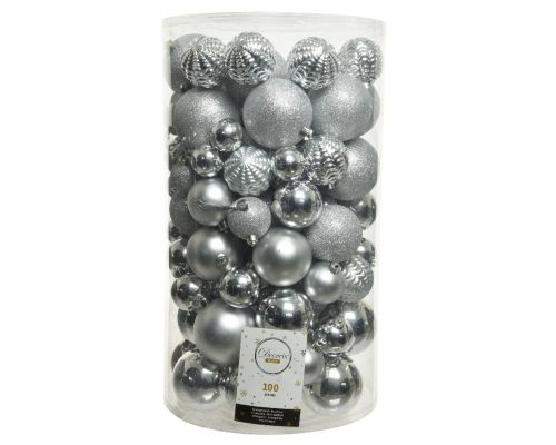 Kerstballen 100 st zilver verpakking