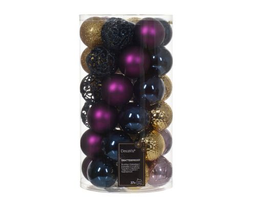 Kerstballen Decoris Assorti Mix 37 stuks D 6 cm  Koker Tuinland