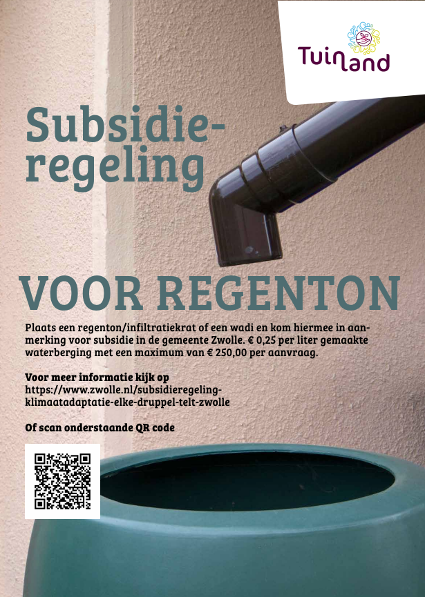 Bekijk hier de subsidieregeling voor regentonnen in Zwolle
